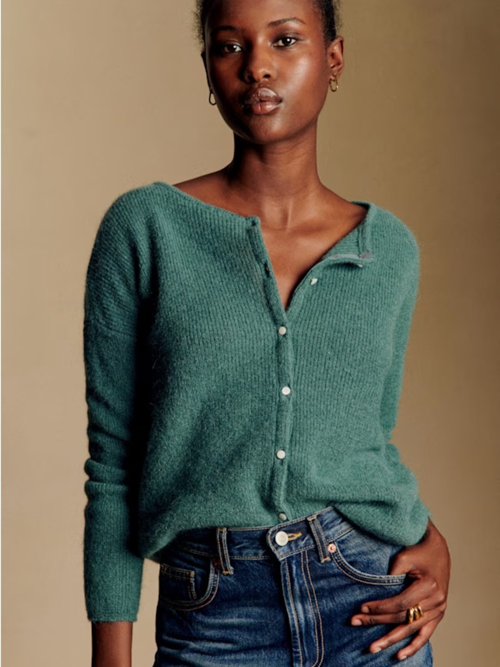 Sezane Gaspard Cardigan in Teal